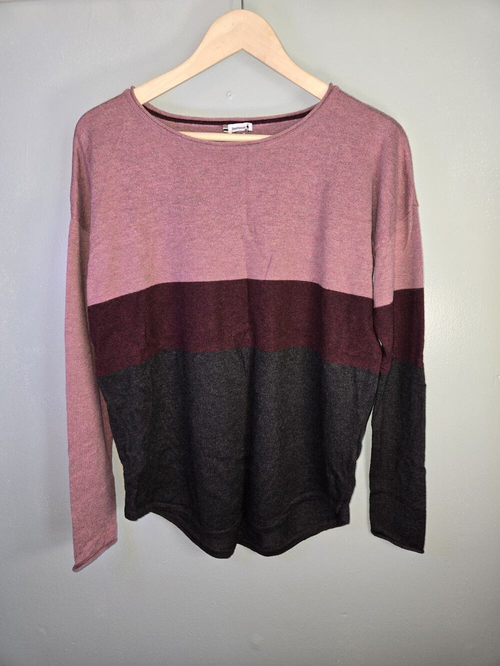 Smartwool Women's L Merino Wool Blend Colorblock Pullover Sweater Base Layer